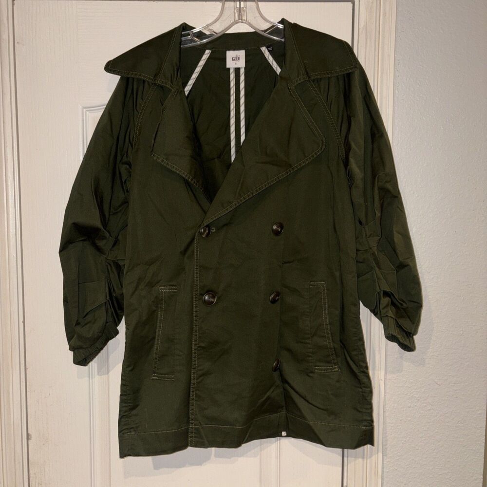 Cabi Expedition Jacket 5478 Olive Green Double Breasted Cotton Blend Womens S
